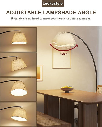 Arc Floor Lamps for Living Room,1200LM Super Bright 71 Inch Extra Tall Floor Lamp with Remote Control Dimmable 12W E26 LED Bulb,Adjustable Hanging Lamp for Bedroom with Foot Switch Black - LeafyLoom