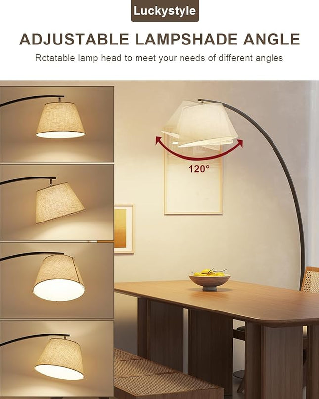 Arc Floor Lamps for Living Room,1200LM Super Bright 71 Inch Extra Tall Floor Lamp with Remote Control Dimmable 12W E26 LED Bulb,Adjustable Hanging Lamp for Bedroom with Foot Switch Black - LeafyLoom