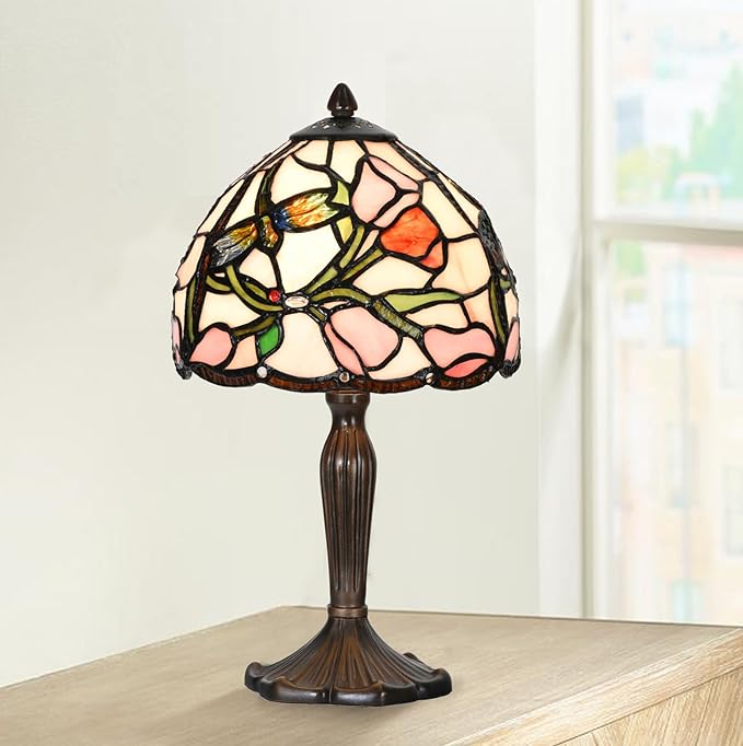 Tiffany Lamp Tulip Design Stained Glass Table Lamp for Living Room Bedroom Bedside Nightstand Home Office (Tulip) - LeafyLoom