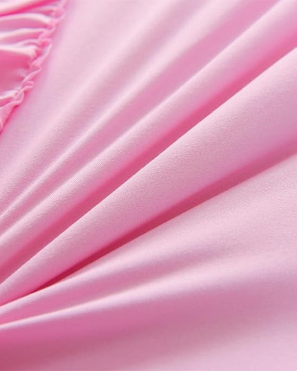 A Nice Night Waterfall Flutter Ruffle 3PCS Comforter Set,Chic Ruffled Textured Princess Bedding Set,DarkPink,Full - LeafyLoom