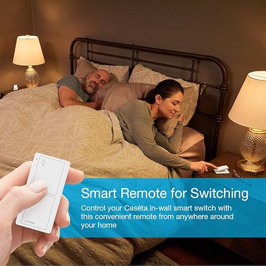 Lutron Pico Remote for Caseta Smart Switch, 2-Button Control , On/Off Control, For Table Top or Wallmount Use, PJ2-2B-GLA-L01, Light Almond Lutron