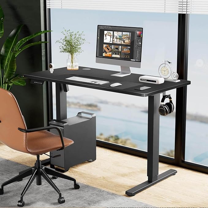 NicBex Home Office Desk 55'' x 23" Electric Height Adjustable Standing Desk Computer Desk Office Desk, Sit to Stand Ergonomic Computer Desk Adjustable Desk, Black - LeafyLoom