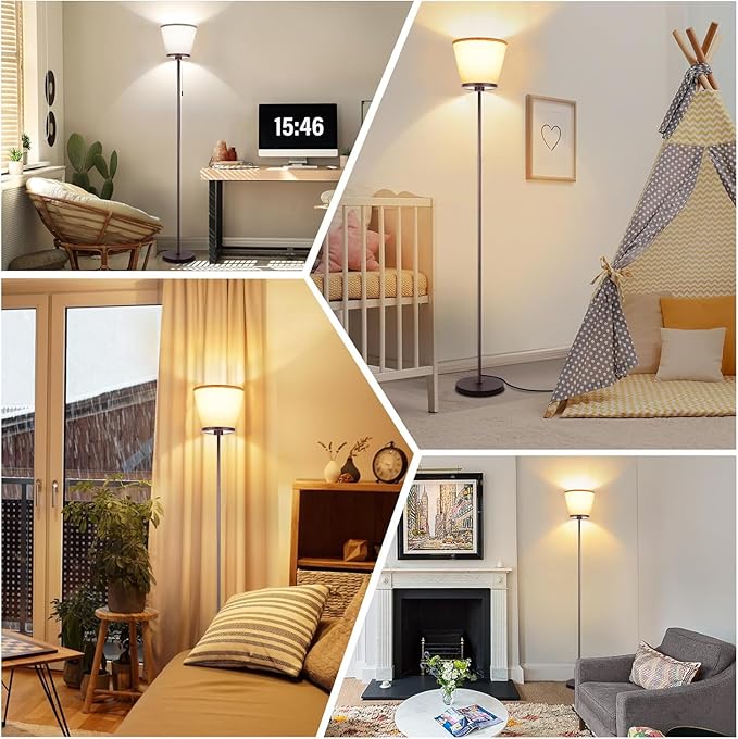 LED Floor Lamp, 3 Color Temperatures Floor Lamp for Living Room Bedroom Office, 68" Tall Standing Lamp Floor Lamp. 15W Bulb Included(Brown). - LeafyLoom