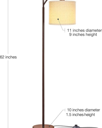 Brightech Montage LED Floor Lamp – Modern Floor Lamp for Living Rooms & Office, Tall Lamp with Arc Hanging Shade – Standing Lamp for Bedroom Reading, Mid-Century Pole Lamp for Farmhouse Style - Bronze - LeafyLoom
