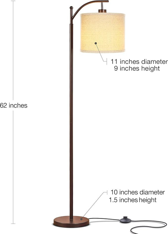 Brightech Montage LED Floor Lamp – Modern Floor Lamp for Living Rooms & Office, Tall Lamp with Arc Hanging Shade – Standing Lamp for Bedroom Reading, Mid-Century Pole Lamp for Farmhouse Style - Bronze - LeafyLoom
