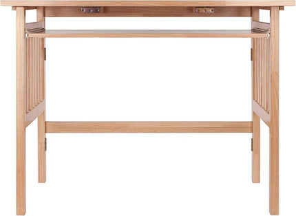 Folding Computer Desk, Beechwood - LeafyLoom
