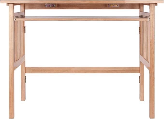 Folding Computer Desk, Beechwood - LeafyLoom