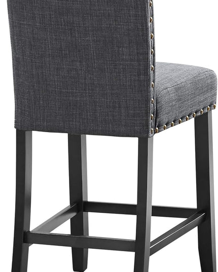 New Classic Furniture Crispin Counter Dining Chair (Set of Six), 100% Polyester Granite Gray Fabric with Espresso Legs - LeafyLoom