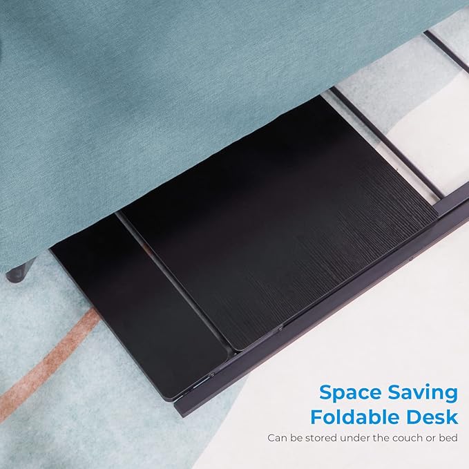 GreenForest Folding Desk No Assembly Required Large Size, 2-Tier Foldable Computer Desk with Shelf for Home Office, Space Saving Portable Laptop Study Foldable Table for Bedroom, Black - LeafyLoom