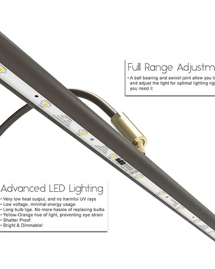 Cocoweb 19" Dimmable Adjustable Energy-efficient LED Grand Piano Clip-on Lamp with Rotational Light Shade - Mahogany Bronze with Brass Accents - GPLED19MBD - LeafyLoom