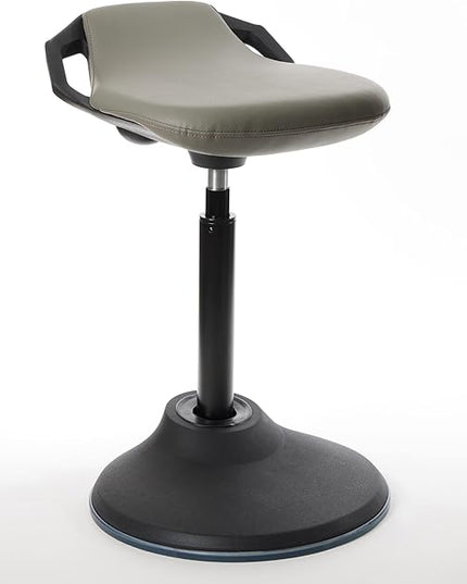 bonVIVO Standing Desk Chair - Ergonomic Chair for Tall Office Desks w/Back Support and Handles for Posture and Balance - Work from Home High Stool - Light Grey - LeafyLoom
