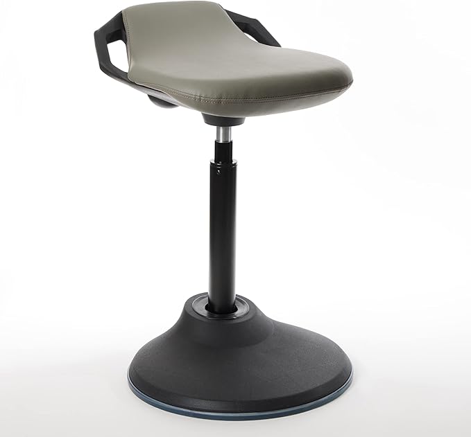 bonVIVO Standing Desk Chair - Ergonomic Chair for Tall Office Desks w/Back Support and Handles for Posture and Balance - Work from Home High Stool - Light Grey - LeafyLoom