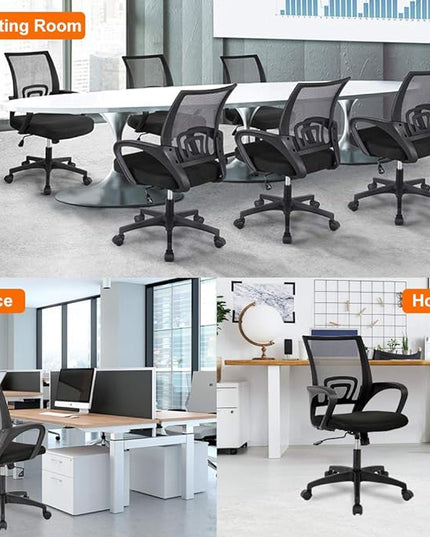 Home Office Chair Ergonomic Desk Chair Mesh Computer Chair with Lumbar Support Armrest Executive Rolling Swivel Adjustable Mid Back Task Chair for Women Adults, Black - LeafyLoom