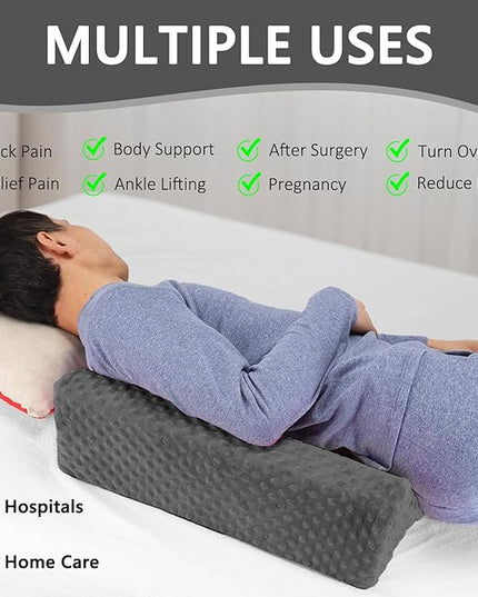Wedge Pillow for Side Sleeping, Body Positioning Foam Wedge Pillow, Side Wedge Pillow for Sleeping Non-Slip Back Positioning Pillow for Bed Sore Wedge (Dark Gray) - LeafyLoom