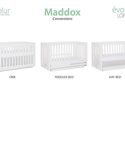 Dream On Me Evolur Maddox Modern Crib, Weathered White - LeafyLoom