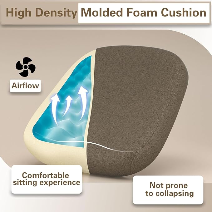 Ergonomic Office Chair, High Back Mesh Desk Chair with Thick Molded Foam Cushion, Coat Hanger, Adjustable Headrest, Lumbar Support, Tilt & Lock Function - Task Computer Chair (Brown) - LeafyLoom