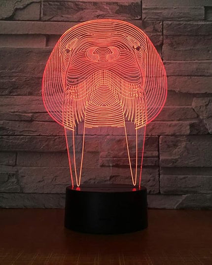 Animal Walrus Shape 3D Optical Illusion Lamp 7 Colors Change Timing Remote Control and Touch Button LED Night Light Gifts Toys - LeafyLoom