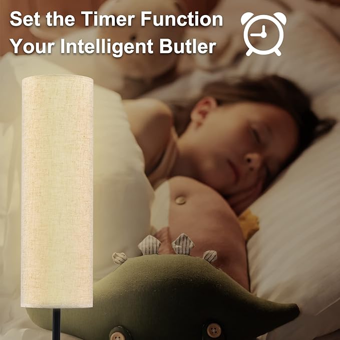 RGB Floor Lamp LED Smart: Standing Lamp Work with Alexa & Google Home | Tall Modern Bright Corner Lamps with Remote & WiFi APP for Living Room Bedroom Office Dorm, Simple Linen Lampshade Dimming Light - LeafyLoom