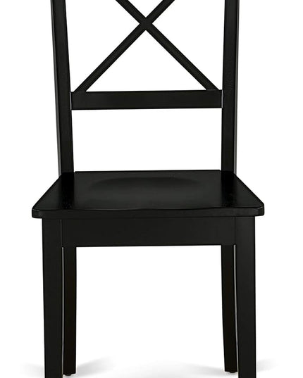 East West Furniture WEBO7-BLK-W 7 Piece Room Set Consist of a Rectangle Kitchen Table with Butterfly Leaf and 6 Dining Chairs, 42x60 Inch, Black - LeafyLoom
