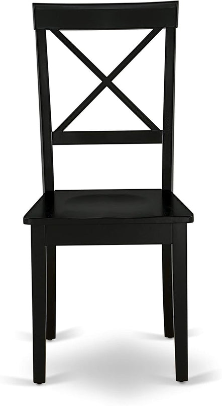 East West Furniture WEBO7-BLK-W 7 Piece Room Set Consist of a Rectangle Kitchen Table with Butterfly Leaf and 6 Dining Chairs, 42x60 Inch, Black - LeafyLoom