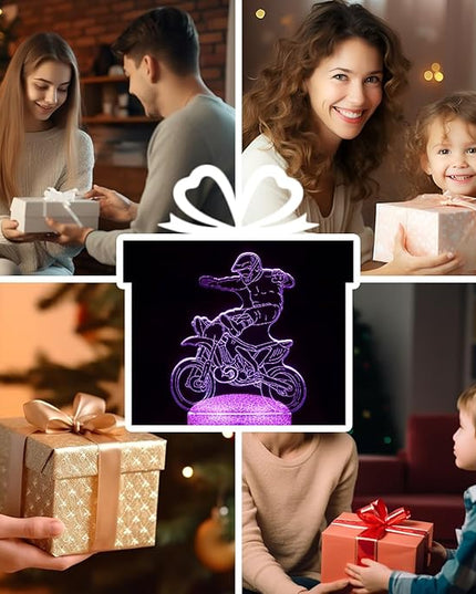 Motocross Night Light,Gifts for Boy, 3D Illusion Lamp,Kids Bedside Lamp,16 Color Change Decor Lamp with Remote & Smart Touch, Gifts for Christmas Birthday Boys Men Girls - LeafyLoom