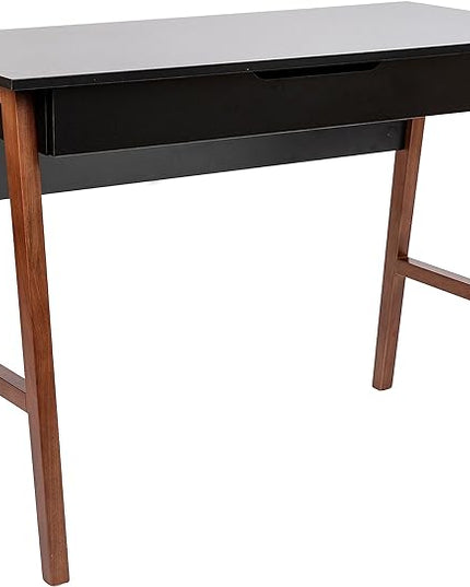 Flash Furniture Darla Computer Desk - Black Home Office Desk with Storage Drawer - 42" Long Writing Desk for Bedroom - LeafyLoom
