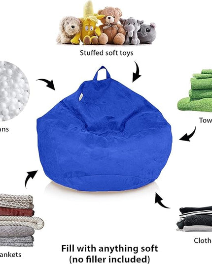 Bean Bag Stuffed Animal Storage Or Cover | No Filler | Extra Large | for Adults Or Kids | Double Stitched | Durable Zipper | Premium Microsuede - LeafyLoom