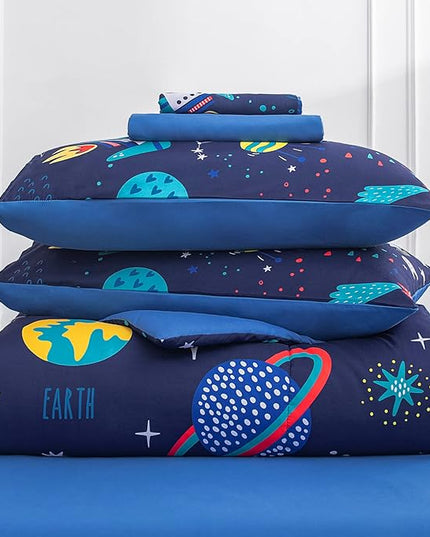 Twin Comforter Set for Boys Girls Space Bedding,Twin Size Comforter Sets Galaxy Bedding Comforter Quilt Set Kids 7pieces,Full Size Bedding Sets with Comforter and Sheets - LeafyLoom