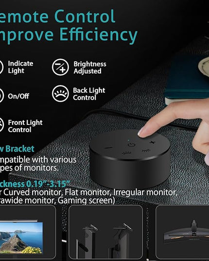 OOWOLF 20.1" Monitor Light Bar with Remote Control, with Backlight, CRI≥98 Dimmable Desk Lamp 3 Color LED Monitor Light Bar, Neutralize Blue-ray Computer Monitor Lamp for Eyes-Care, E-Reading - LeafyLoom