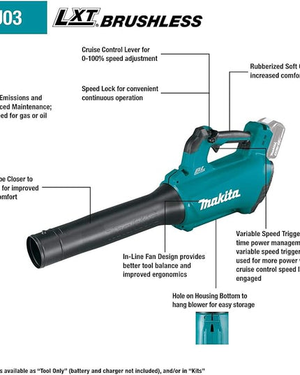Makita XBU03SM1 18V LXT® Lithium-Ion Brushless Cordless Blower Kit (4.0Ah) - LeafyLoom
