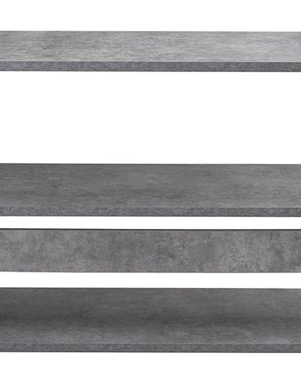 Household Essentials 3 Tier Storage Shelf with Minimalist Metal Frame | 40.5" W x 32.5" H x 13.75" D | Slate Faux Concrete, Grey - LeafyLoom