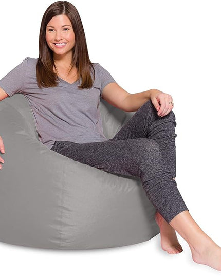 Posh Creations Bean Bag Chair for Kids, Teens, and Adults Includes Removable and Machine Washable Cover, Solid Gray, 48in - X-Large - LeafyLoom