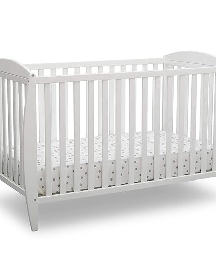 Delta Children Taylor 4-in-1 Convertible Baby Crib, Easy to Assemble, Sustainable New Zealand Wood, JPMA Certified, White - LeafyLoom