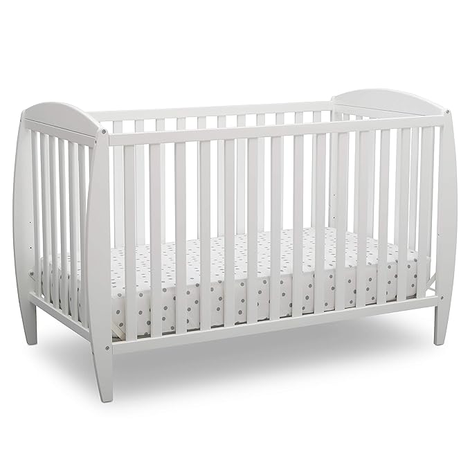 Delta Children Taylor 4-in-1 Convertible Baby Crib, Easy to Assemble, Sustainable New Zealand Wood, JPMA Certified, White - LeafyLoom