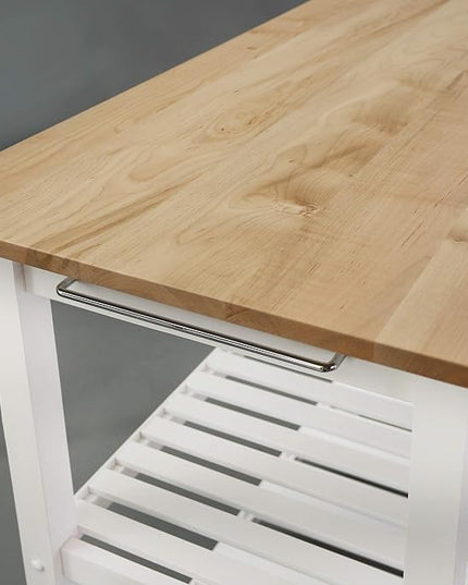 Casual Home Solid Hardwood Top, Natural/White, 40" W (373-91) Kitchen Island, Natural&White - LeafyLoom