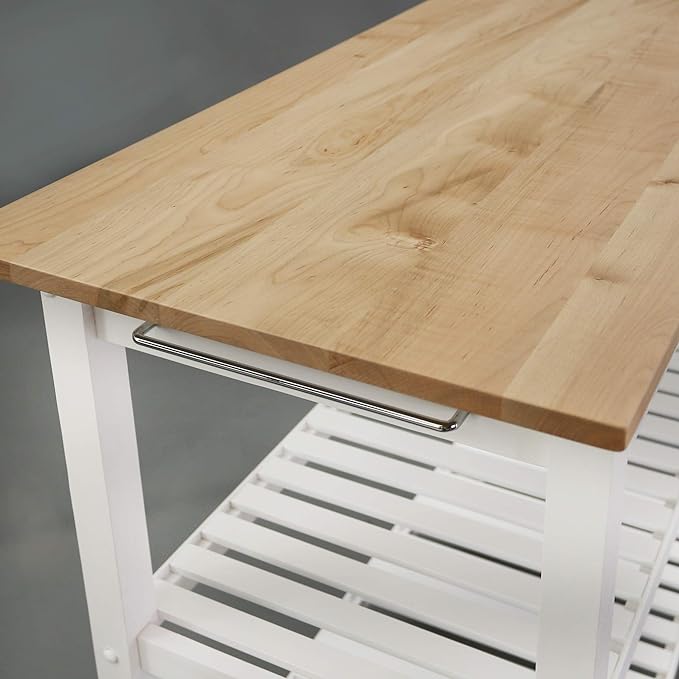 Casual Home Solid Hardwood Top, Natural/White, 40" W (373-91) Kitchen Island, Natural&White - LeafyLoom