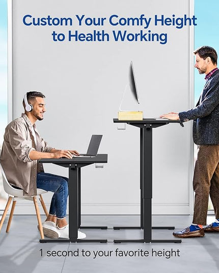 Motorized Standing Desks, Electric Stand Up Desk with Ultra Stable Construction and Cable Management,adjustable Height Desk with Memory Preset Design for Home Office Use 48x24 in Black - LeafyLoom
