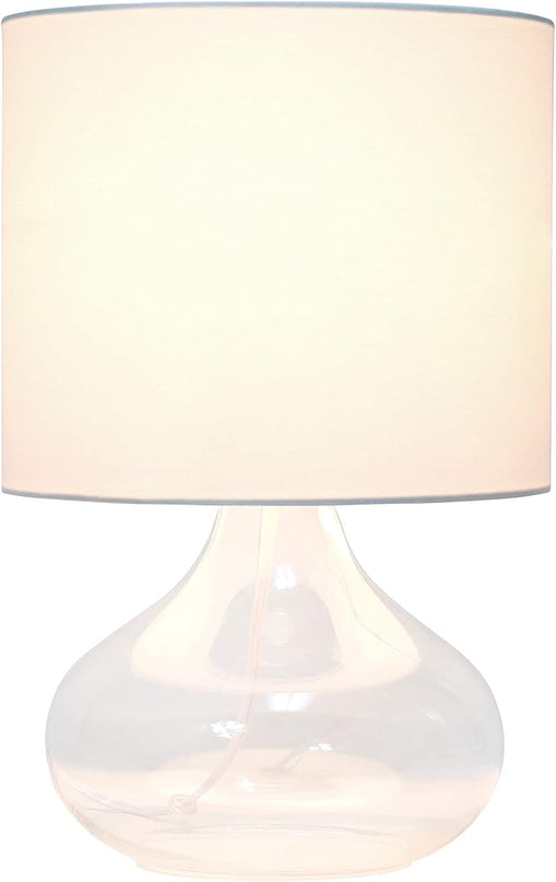 Simple Designs LT2063-CLW Glass Raindrop Bedside Table Lamp with White Fabric Shade, Clear (Pack of 4) - LeafyLoom