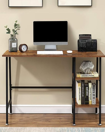 VECELO 43 Inch Computer Modern Student Writing home-office, Ladder Desk, Dark Walnut+black Leg - LeafyLoom