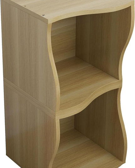 ECYIL Double Layered Independent Storage Rack, Full Circular Color Blocking Bookshelf, Suitable for Home, Office, Living Room, etc (nature1) - LeafyLoom