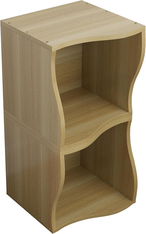 ECYIL Double Layered Independent Storage Rack, Full Circular Color Blocking Bookshelf, Suitable for Home, Office, Living Room, etc (nature1) - LeafyLoom
