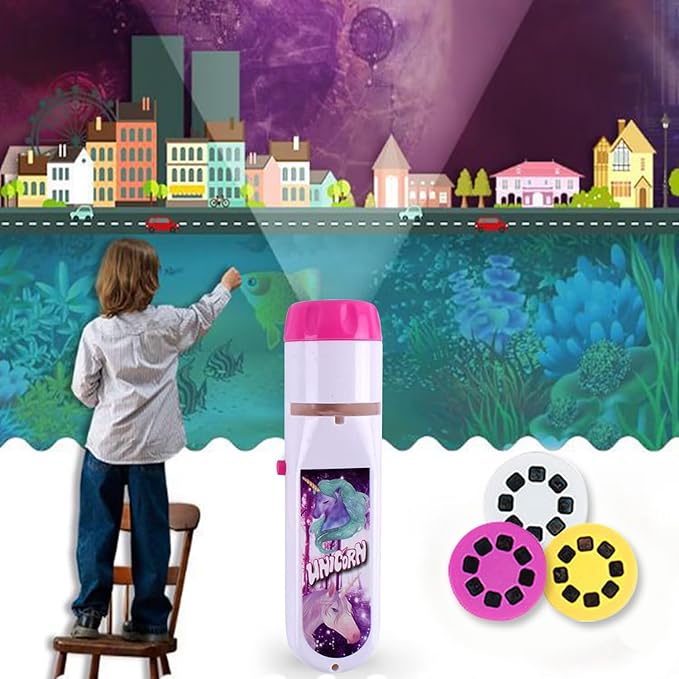 Georgie Porgy Children Projector Toys Educational Science Set Wall Ceiling Tent Torch Flashlight for Kids Gifts for Boys Girls (Unicorn) - LeafyLoom