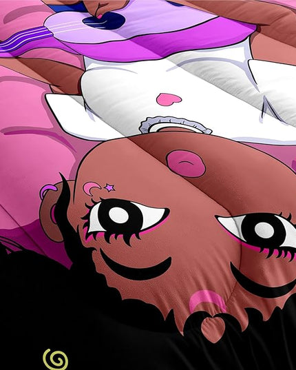 Black Girl Magic Comforter Twin Set - African American Girls Twin Comforter Sets Black Girls Twin Bedding Sets for Bedroom Decor Pink Kids Twin Comforter, 1 Comforter+1 Pillowcase - LeafyLoom