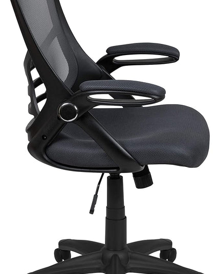 Flash Furniture Porter High-Back Swivel Office Chair with Adjustable Lumbar Support and Seat Height, Ergonomic Mesh Desk Chair with Flip-Up Armrests, Black - LeafyLoom