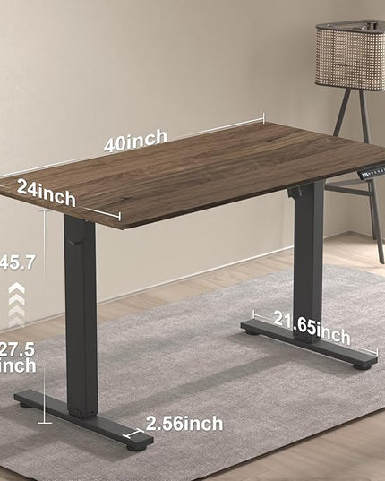 40 * 24 Inches Electric Standing Desk, Adjustable Height Sit Stand Up Desk with 3 Memory Presets, Motorized Home Office Computer Gaming Workstation Desk, Espresso - LeafyLoom