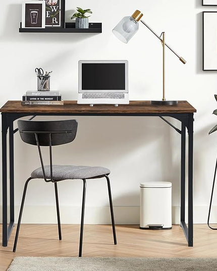 FurnitureR 31.5" Home Office Table Simple Style Computer Desk Laptop PC Writing Table Sturdy Metal Frames for Study Room, Rustic Brown - LeafyLoom