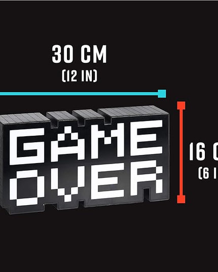 Game Over 8-Bit Pixel Light, Color Changing and Sound Reactive Mood Light, Retro Gaming Room Decor and Gift for Gamer - LeafyLoom