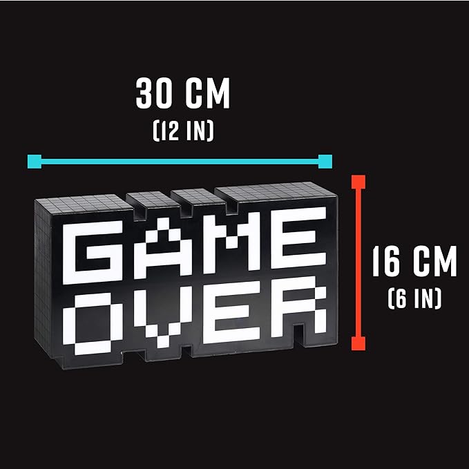 Game Over 8-Bit Pixel Light, Color Changing and Sound Reactive Mood Light, Retro Gaming Room Decor and Gift for Gamer - LeafyLoom