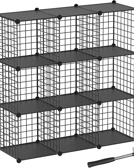 TUMUCUTE Wire Cube Storage Organizer, 9-Cube Metal Storage Shelves Bookshelf, Stackable Modular Closet Organizer for Bedroom Living Room, Office, Storage Shelves - LeafyLoom