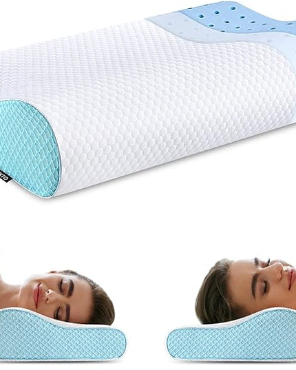 Memory Foam Pillows Neck Pillow Bed Pillow for Sleeping Ergonomic Cervical Contour Pillow for Side Back Stomach Sleeper for Neck and Shoulder Pain - LeafyLoom